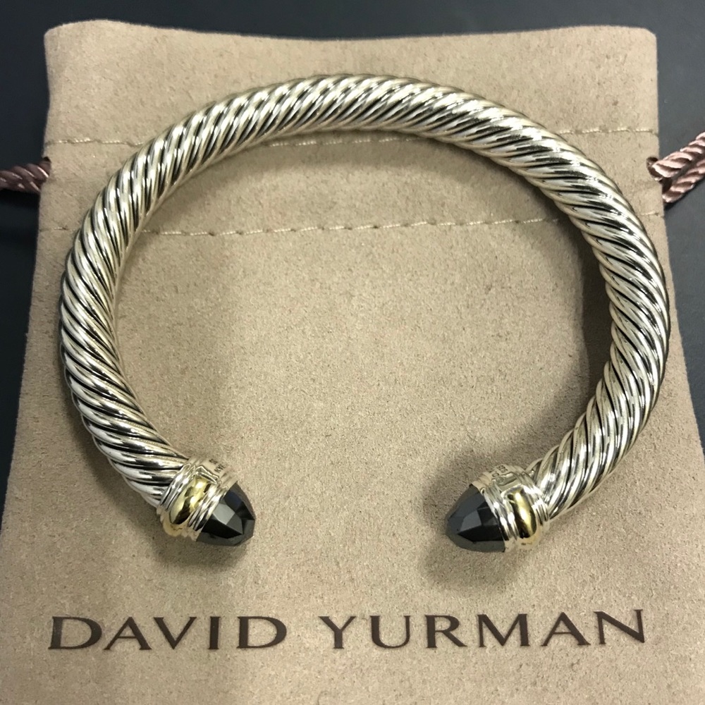 David Yurman Silver & Gold 7mm Bracelet Hematite